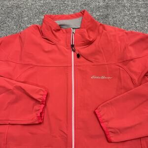 Eddie Bauer Jacket Womens XL Red Soft Shell Full Zip Outdoor Stretch Lightweight